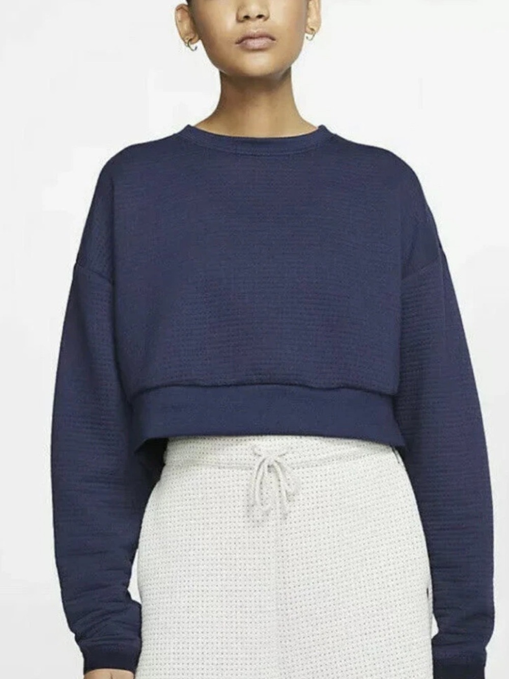 Nike Sportswear City Ready Cropped Fleece Crew Women’s Size X-Small Navy